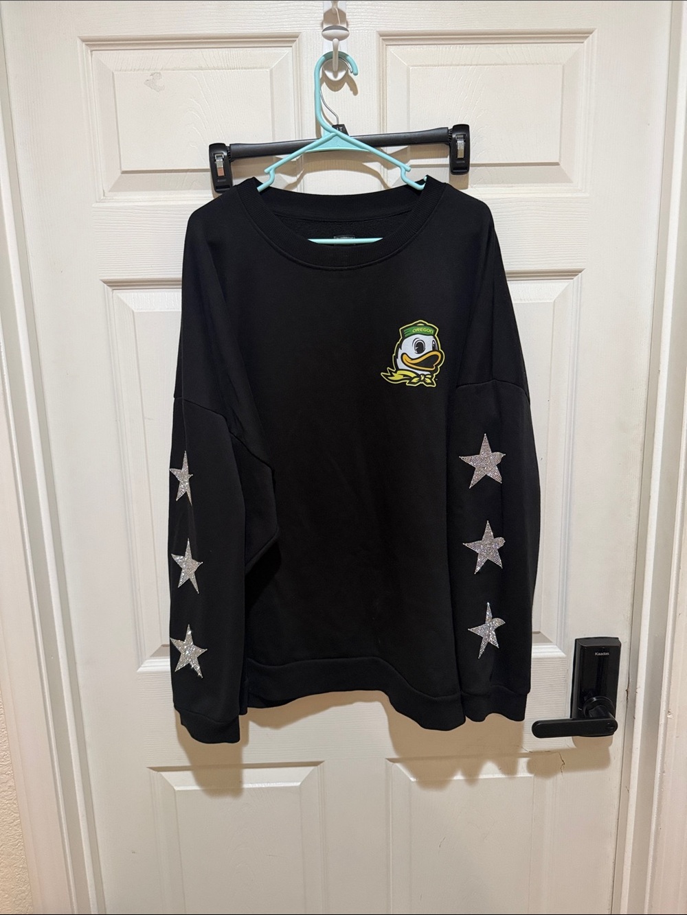 University Of Oregon ducks Black Sweatshirt with Silver Stars